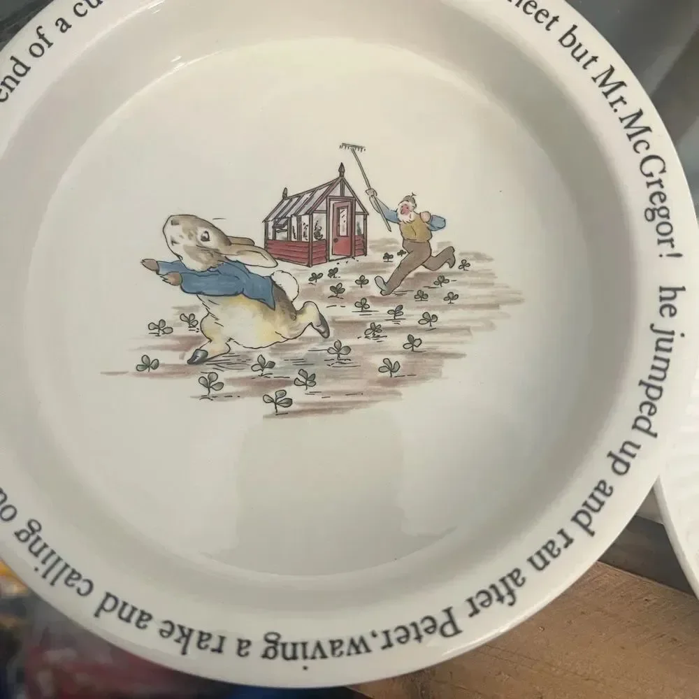 Wedgewood Beatrix Potter Peter Rabbit set of two Themed Ceramic Plates. Vintage